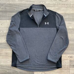 Under Armour 1/4 Zip Pullover Men XL Black Grey ColdGear Infrared Fleece 1299390